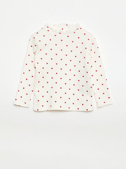 Camiseta de canalé con cuello ondulado - Kiabi