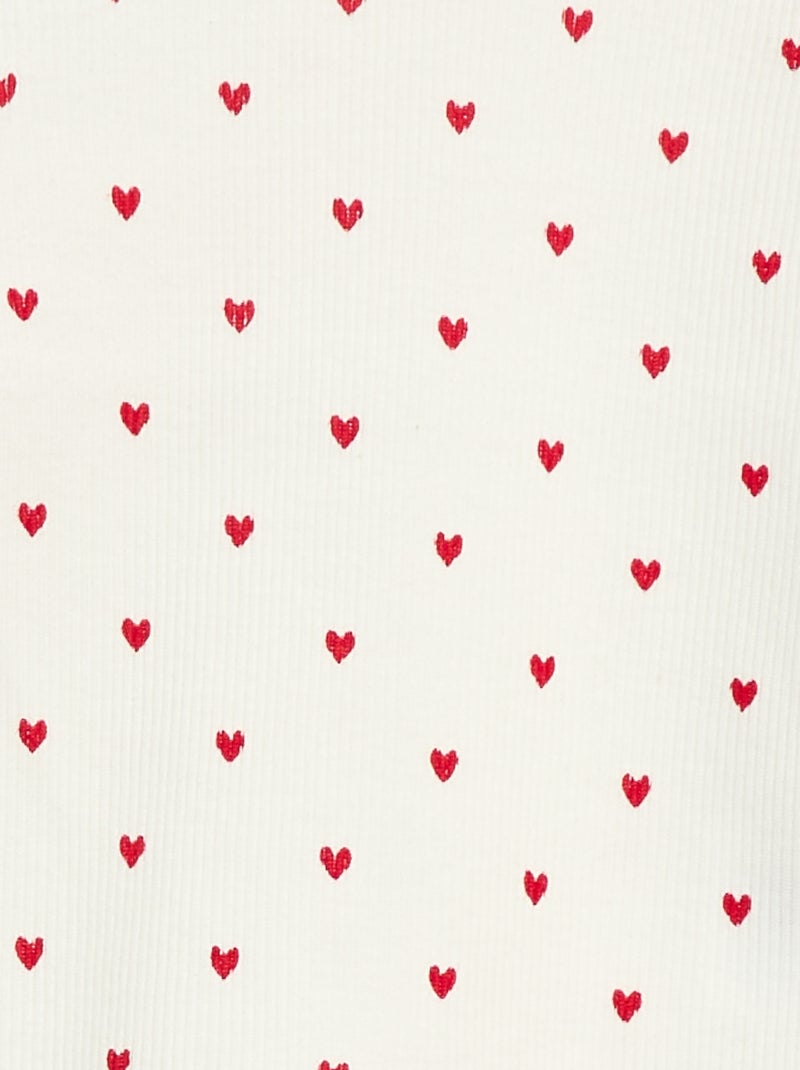 Camiseta de canalé con cuello ondulado Blanco - Kiabi