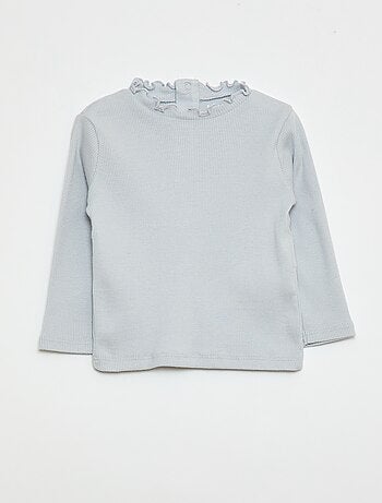 Camiseta de canalé con cuello ondulado