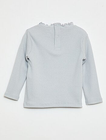 Camiseta de canalé con cuello ondulado