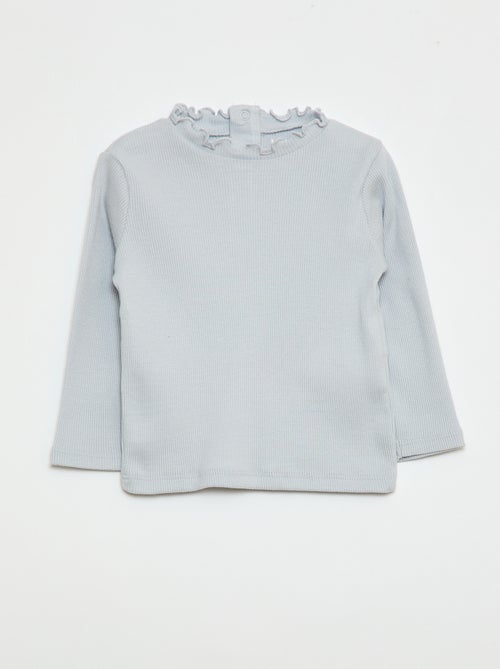 Camiseta de canalé con cuello ondulado - Kiabi