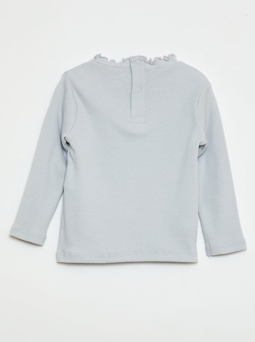 Camiseta de canalé con cuello ondulado - Kiabi