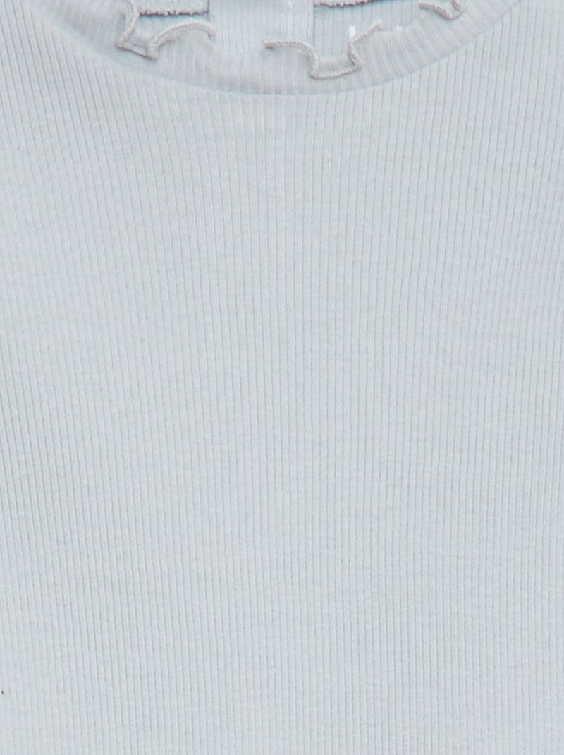 Camiseta de canalé con cuello ondulado Gris - Kiabi