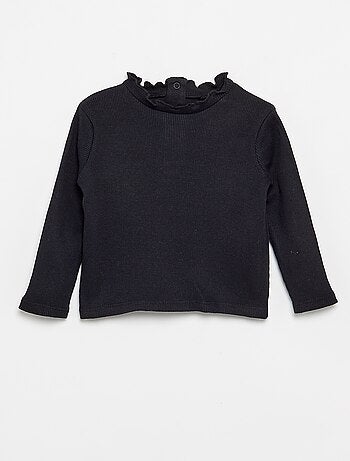 Camiseta de canalé con cuello ondulado