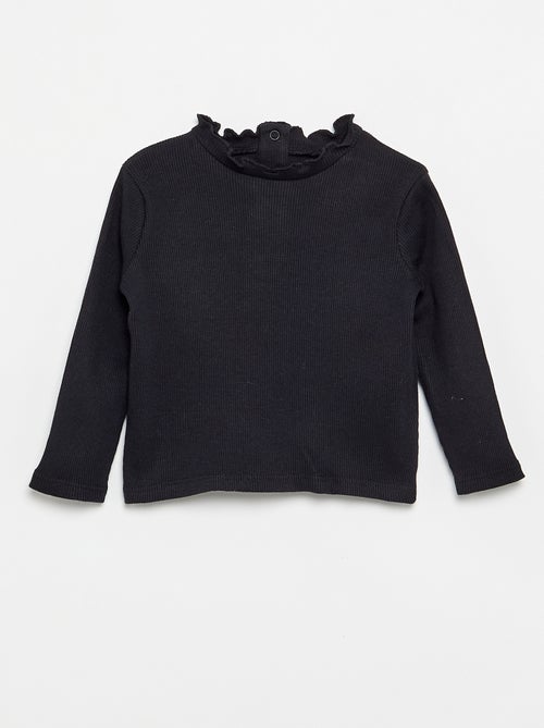 Camiseta de canalé con cuello ondulado - Kiabi