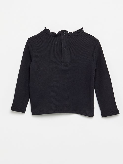 Camiseta de canalé con cuello ondulado - Kiabi