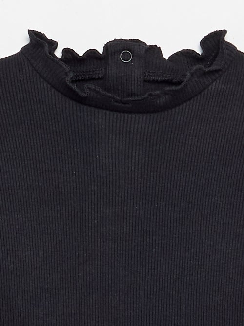 Camiseta de canalé con cuello ondulado - Kiabi