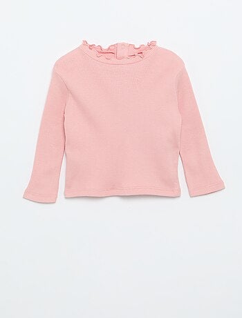 Camiseta de canalé con cuello ondulado