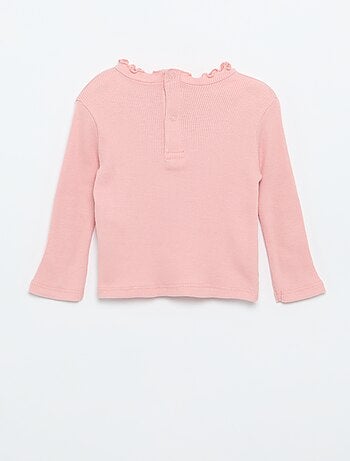 Camiseta de canalé con cuello ondulado