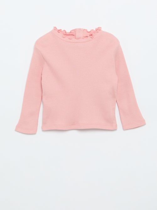 Camiseta de canalé con cuello ondulado - Kiabi