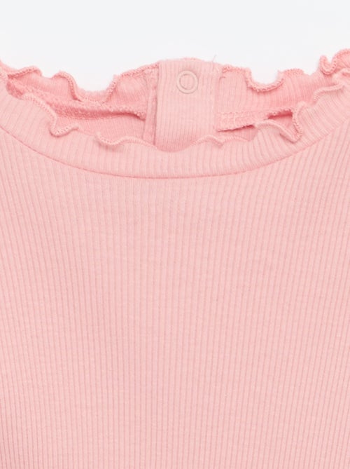Camiseta de canalé con cuello ondulado - Kiabi