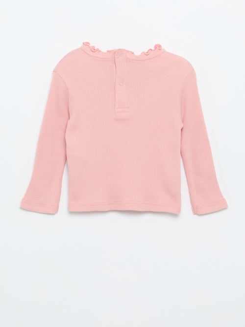 Camiseta de canalé con cuello ondulado - Kiabi