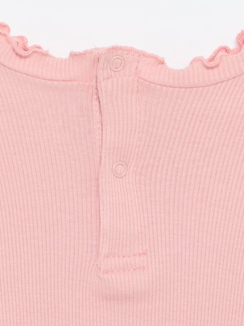 Camiseta de canalé con cuello ondulado - Kiabi