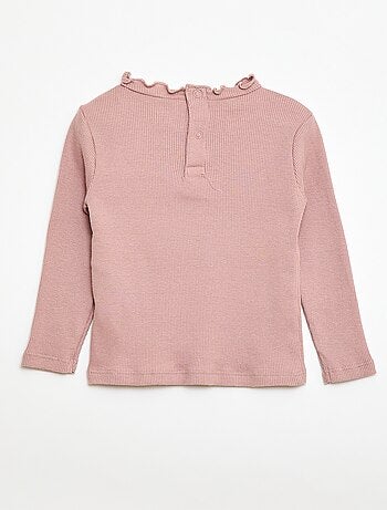 Camiseta de canalé con cuello ondulado