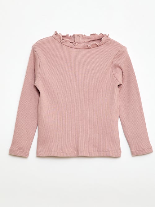 Camiseta de canalé con cuello ondulado - Kiabi