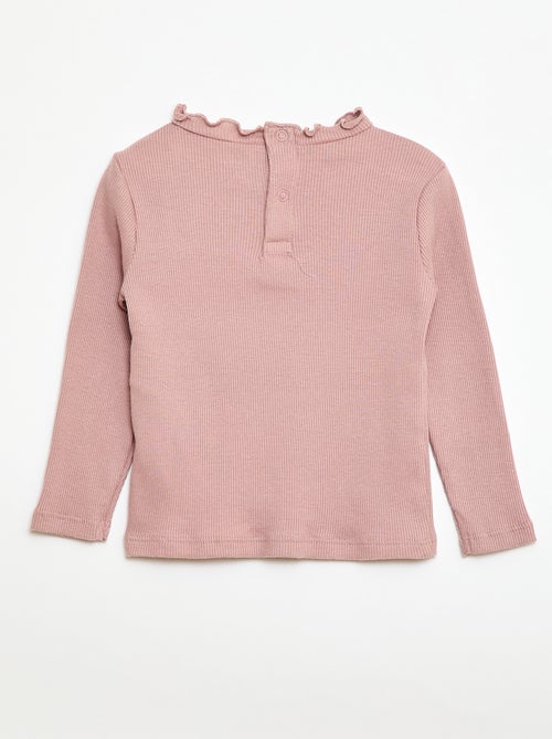 Camiseta de canalé con cuello ondulado - Kiabi