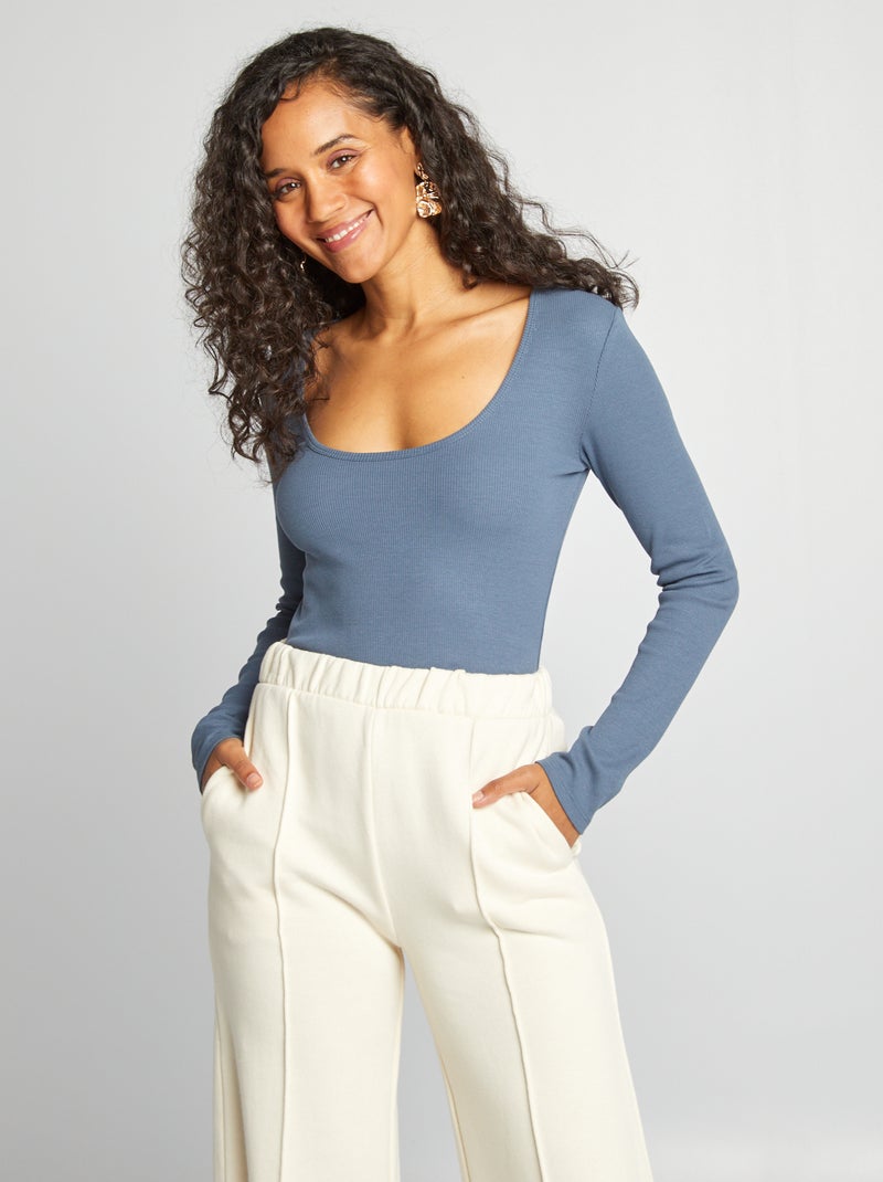 Jersey Mody de canalé azul