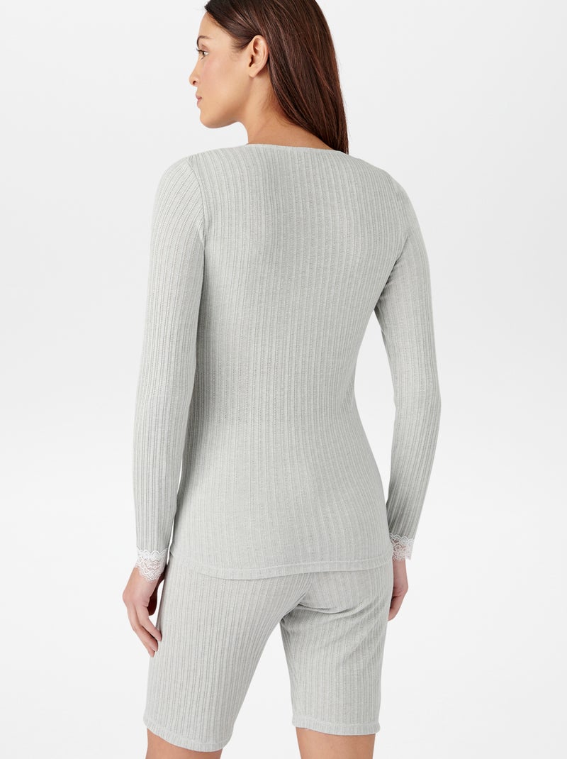 Camiseta de canalé con encaje thermolactyl 'Damart' GRIS - Kiabi