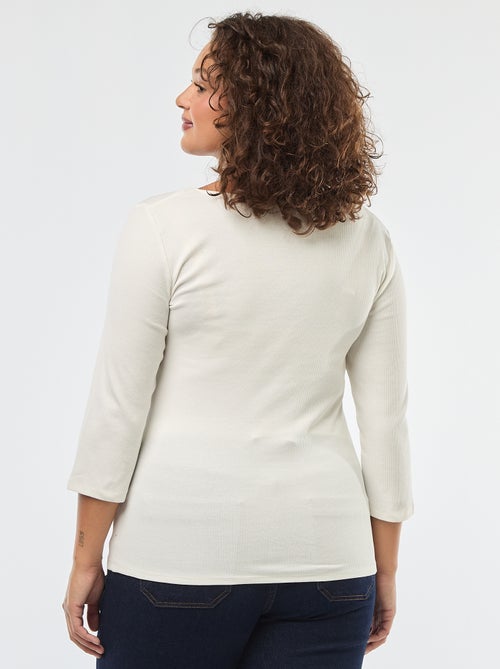 Camiseta de canalé con escote amplio - Kiabi