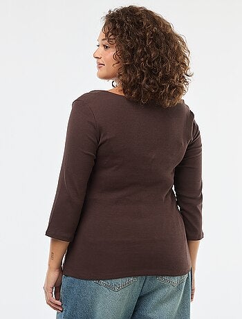 Camiseta de canalé con escote amplio