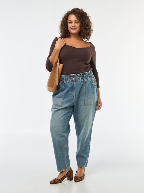 Camiseta de canalé con escote amplio - Kiabi