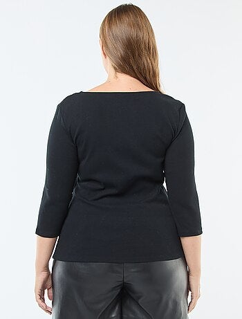 Camiseta de canalé con escote amplio