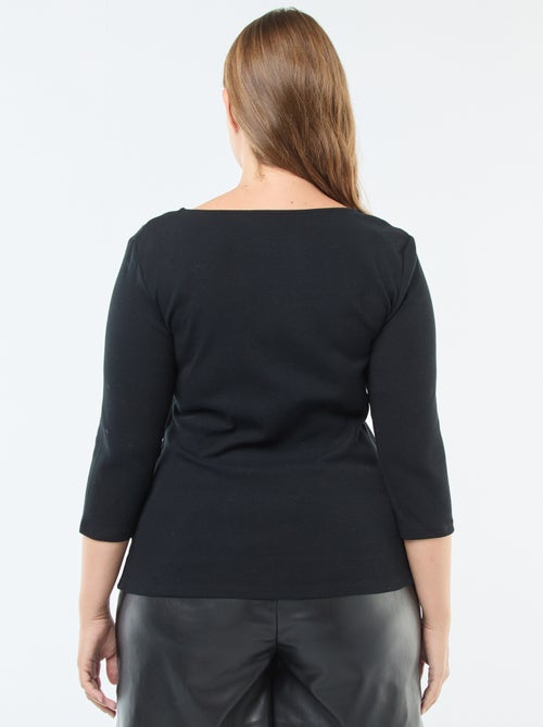 Camiseta de canalé con escote amplio - Kiabi