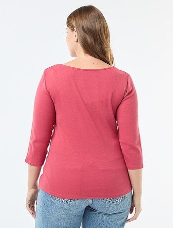 Camiseta de canalé con escote amplio