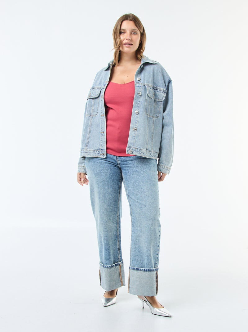 Camiseta de canalé con escote amplio Rojo - Kiabi