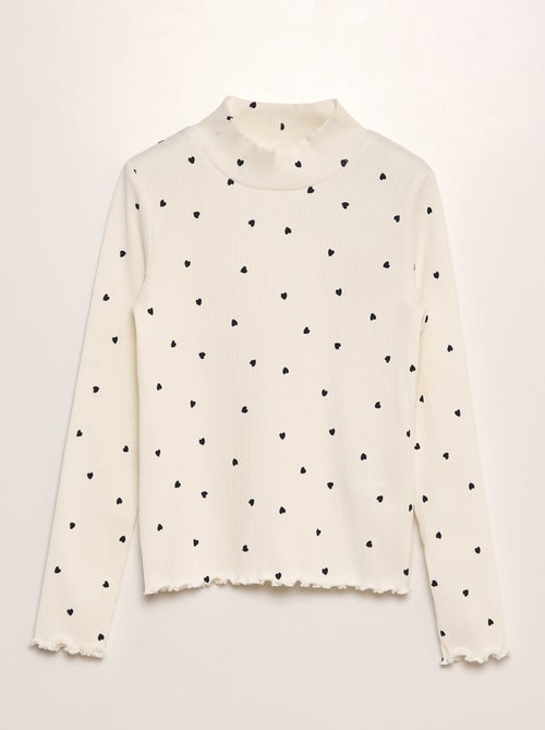 Camiseta de canalé con estampado - Kiabi
