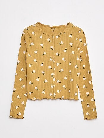 Camiseta de canalé con flores