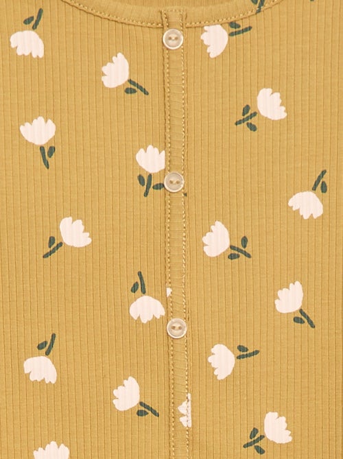 Camiseta de canalé con flores - Kiabi