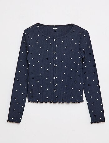 Camiseta de canalé con flores
