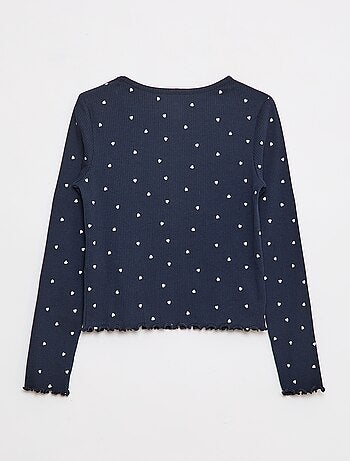 Camiseta de canalé con flores