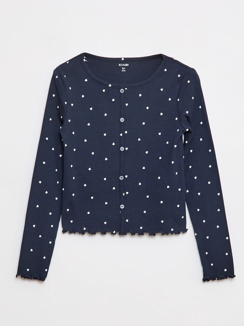 Camiseta de canalé con flores - Kiabi