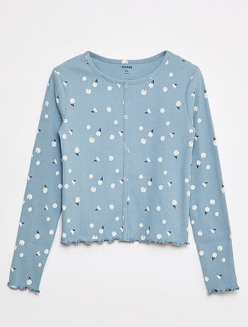 Camiseta de canalé con flores