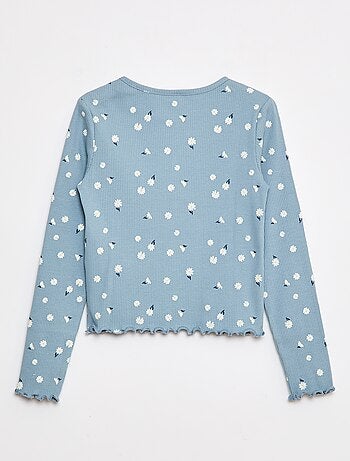 Camiseta de canalé con flores