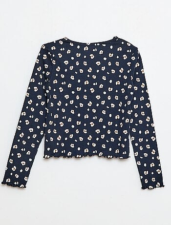 Camiseta de canalé con flores