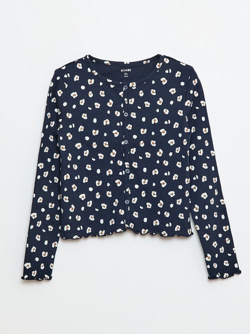 Camiseta de canalé con flores - Kiabi Camiseta de canalé con flores - Kiabi