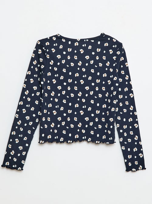 Camiseta de canalé con flores - Kiabi Camiseta de canalé con flores - Kiabi