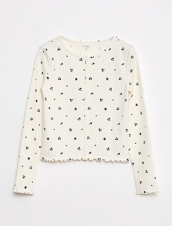 Camiseta de canalé con flores