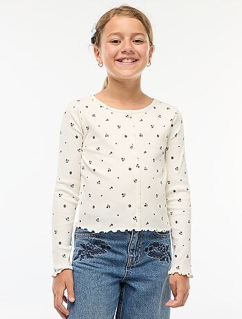 Camiseta de canalé con flores