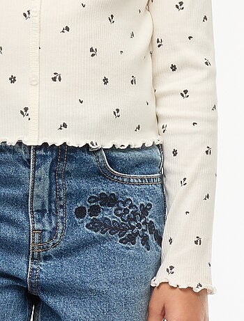 Camiseta de canalé con flores