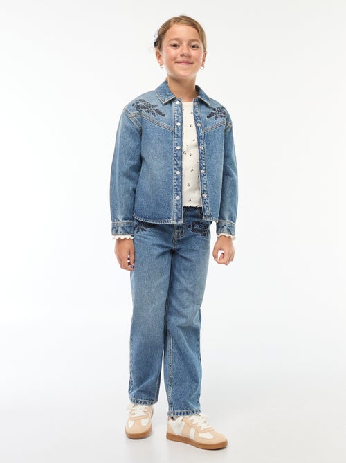 Camiseta de canalé con flores - Kiabi