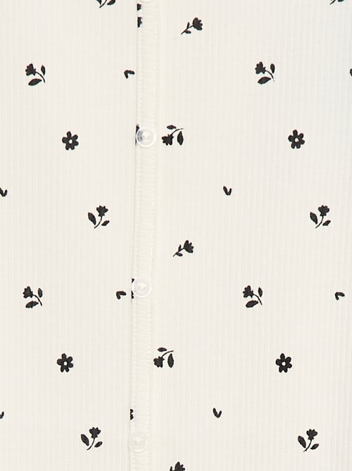 Camiseta de canalé con flores - Kiabi