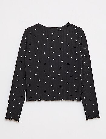Camiseta de canalé con flores