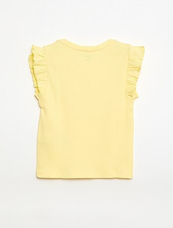 Camiseta de canalé con mangas con volantes