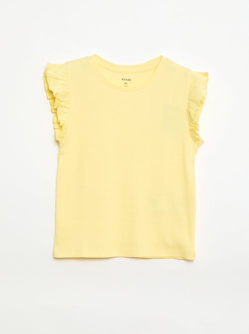 Camiseta de canalé con mangas con volantes - Kiabi