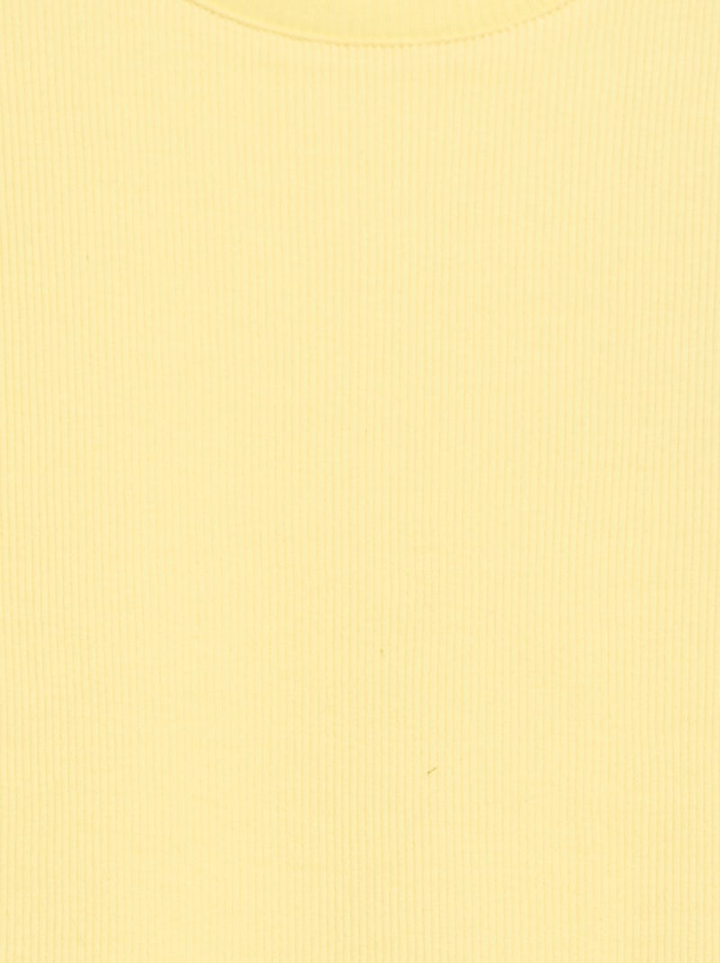 Camiseta de canalé con mangas con volantes Amarillo - Kiabi
