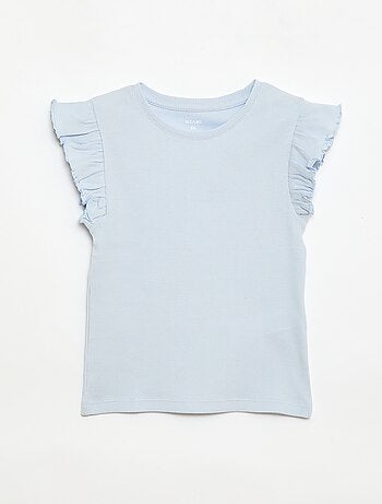 Camiseta de canalé con mangas con volantes